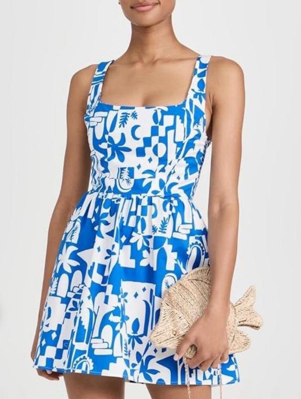 Show Me Your MuMu Blue & White Print Ariana Mini Dress